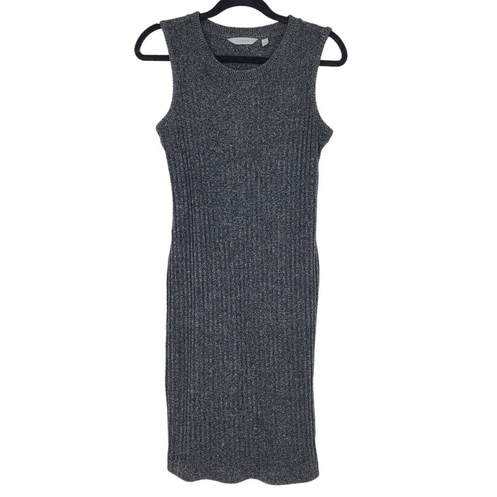 Athleta Sleeveless Gray Heathered Ribbed Sweater Dress Size Small